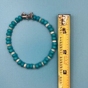 Turquoise and Genuine Mother of Pearl Shell Bracelet 7.25 inches Handmade NEW